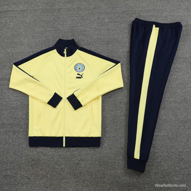 23/24 Manchester City Yellow Full Zipper Jacket +Pants