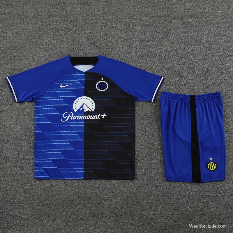 23/24 Inter Milan Blue Training Short Sleeve Jersey+Pants