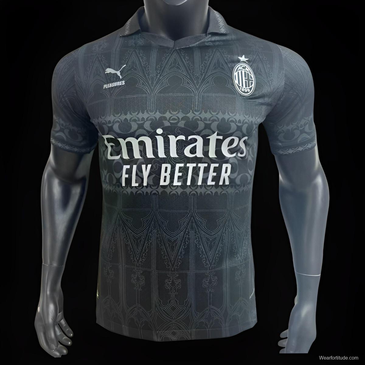 Player Version AC Milan x PLEASURES Forth Black Jersey